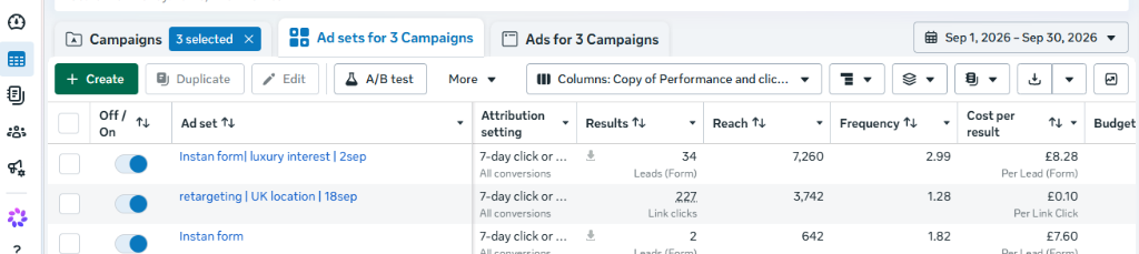 UK Luxury Interest Instant Forms & Retargeting proof
